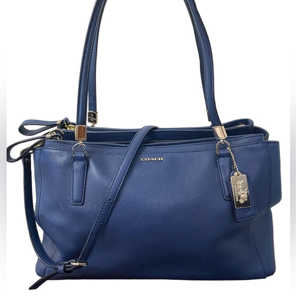 Coach Madison Christie Carryall Navy Blue Saffiano Leather Bag - Picture 2 of 16